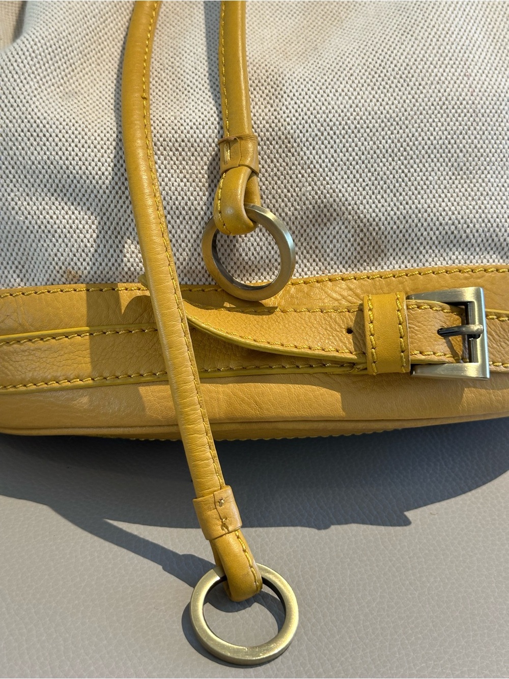 Via Spiga Canvas and Leather Sling Bucket Bag - Picture 7 of 16